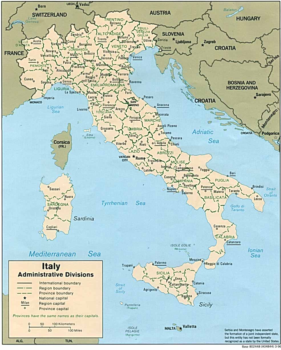 карта провинций италии